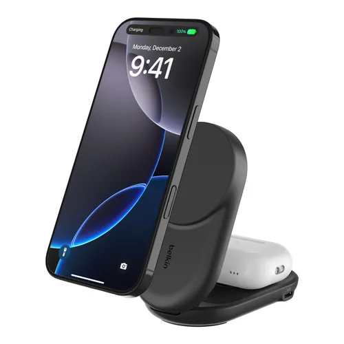 Belkin UltraCharge 25W Qi2 Magn. 2-in-1 Ladestation schwarz