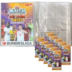 Topps Match Attax EXTRA Bundesliga 2023/24 - 1 Leere Sammelmappe + 10 Booster - Sammelkarten für die Bundesliga: Enthält 1 Sammelmappe und 10 Booster mit 12 Karten pro Booster. Erlebe die neuesten Spielerkarten und Spezialkarten der Bundesliga-Stars!