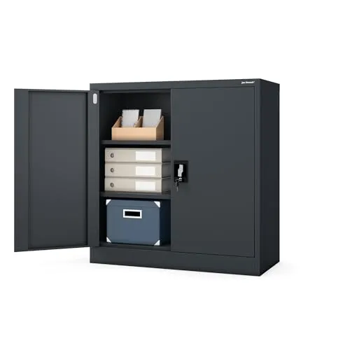 Jan Nowak Kleiner Aktenschrank C001B - Abschließbarer Büroschrank mit 2 Fachböden - Aktenschrank für sichere Aufbewahrung, mit 2 verstellbaren Fachböden und robustem Sicherheitszylinderschloss. Ideal für Büro, Werkstatt oder Archiv.