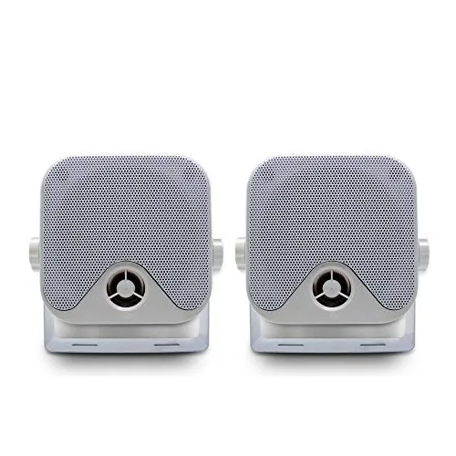 Mini Marine Lautsprecher 10,2 cm - Wasserdichtes Stereo Audio System - Lautsprecher für Boote, 100 % wasserdicht und korrosionsbeständig, ideal für alle Wetterbedingungen. Genießen Sie mit 120 Watt Spitzenleistung und zusätzlichem Bass eine hervorragende Audioqualität.