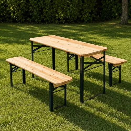 HAGO® Kinder Bierzeltgarnitur Klappbar - Spieltisch- & Stuhl-Sets für Kinder, platzsparend und klappbar, ideal für Outdoor-Picknicks und Gartenpartys.