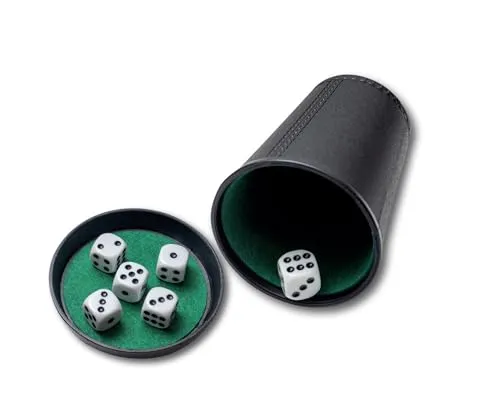 Noris 606152776 Würfelbecher Set - 6 Würfel, robuster Becher für stundenlangen Spielspaß ab 3 Jahren, ideal für die ganze Familie