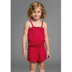KIDSWORLD Kurzoverall für kleine Mädchen niedlich gepunktet in rot von KIDSWORLD