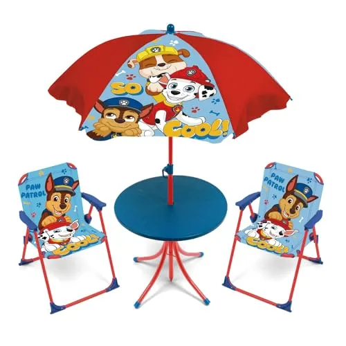 ARDITEX PW16153 Tisch-Set (50 x 50 x 48 cm), 2 Stühle (38 x 32 x 53 cm) und Sonnenschirm (Durchmesser 110 cm) von Nickelodeon-Patrol