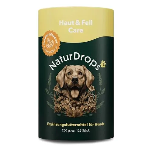 Naturdrops Haut & Fell Care für Hunde - Arzneimittel zur Unterstützung von Haut und Fell, fördert ein gesundes Erscheinungsbild und sorgt für glänzendes Fell.