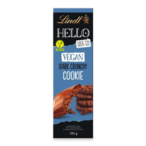 Lindt Hello Vegan Dark Crunchy Cookie Schokoladentafel 100g in braun von Lindt