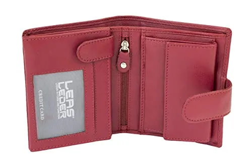 LEAS Damengeldbörse im Wiener Stil - Echt-Leder, rot - Damen-Geldbörse mit XXL Kleingeldfach, handgefertigt aus hochwertigem Rind-Leder. Ideal für bis zu 11 Karten und bietet hohen Sicherheitsfaktor durch Außenverschluss und Geheimfach.