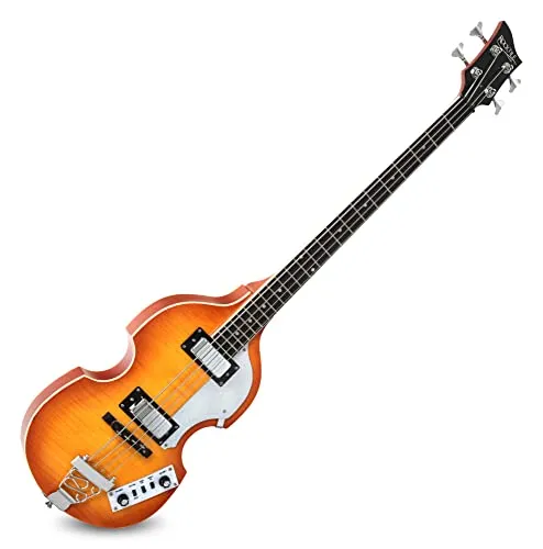 Rocktile VB-1 “Sir Paul” Vintage Beatbass - Bass Komplett-Set mit Hollow-Body und 2 Humbucker Pickups für kraftvollen Sound, ideal für Vintage-Liebhaber und kreative Musiker