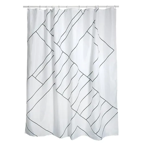 MSV Anti-Schimmel Duschvorhang - Anti-Bakteriell, waschbar, wasserdicht, mit 12 Duschvorhangringen - Polyester, „Monolithic“ 180x200cm Schwarz Weiß