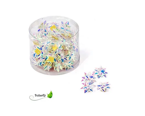 Star Streudeko, Geschenkschleifen Rosetten 2cm klar irisierend 50 Stück