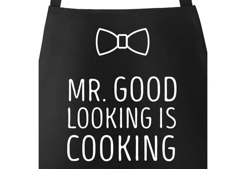 MoonWorks Grillschürze Koch-Schürze Grill-Schürze für Herren mit Spruch Mr Good Looking is, mit kreativem Aufdruck