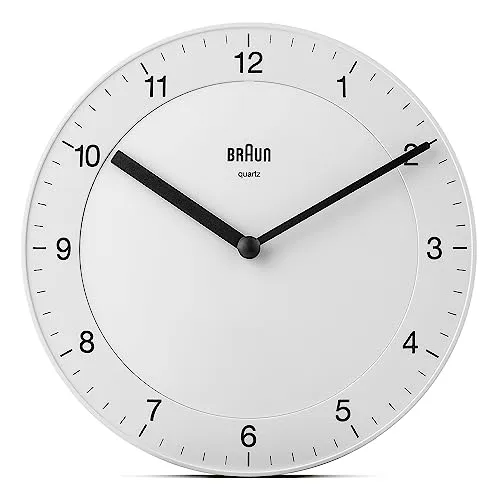 Braun BC06W Klassik Wanduhr - Wanduhren mit elegantem Design, präzise Zeitmessung und ideal für jedes Zuhause. Maße: 200 x 200 x 32 mm.