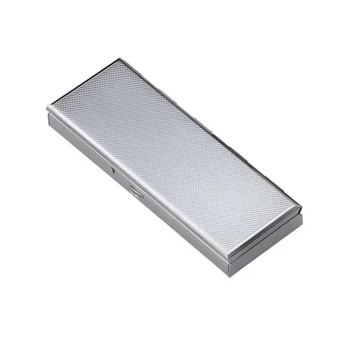 Pillendose klein 10.2 x 3.8cm Pillenbox Tablettenbox Metall verchromt 4 Fächer