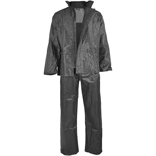 Regenanzug schwarz, Jacke+Hose - Optimaler Nässeschutz für Outdoor-Aktivitäten - Funktionsjacken für Camping und Outdoor, schützt zuverlässig vor Nässe und hält Sie trocken.