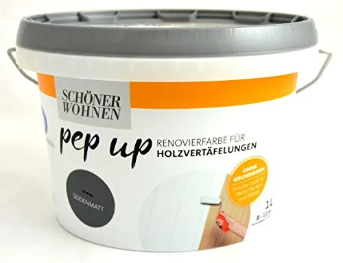 Pep up Renovierfarbe für Holzvertäfelungen Graphitgrau seidenmatt 1l