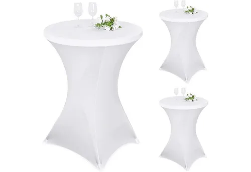 LuxusKollektion Hängedekoration Husse Stehtisch Stretch 3er Set 80 bis 85 cm Weiß 80×110 cm