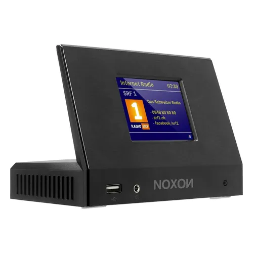 NOXON A120+ Audio Adapter Internet-Radio schwarz - DAB+/UKW & Internet-Radio mit Spotify, Bluetooth und App-Steuerung. 3,2 Zoll TFT Farbdisplay, ideal für Musikliebhaber, die ihre Lieblingsstationen bequem empfangen möchten.