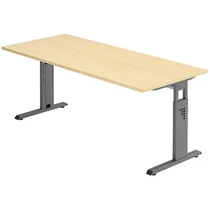 Hammerbacher-Schreibtisch C-Fuß 180x80cm - Kinderschreibtisch mit höhenverstellbarem C-Fuß-Gestell in Graphit, ideal für ergonomisches Arbeiten und individuelles Wachstum. Robuste Ahornplatte, einfache Montage.