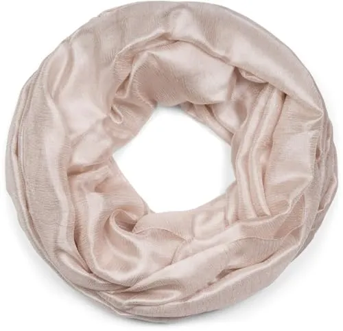styleBREAKER Damen Loop Schal weich fließend | Seidig glänzendes Halstuch Einfarbig für Sommer & Frühling | Schlauchschal Leicht & Elegant, Farbe:Beige