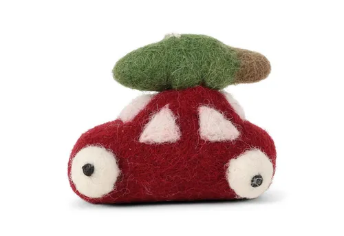 Gry & Sif Christbaumschmuck Anhänger, Filzdekoration, Auto mit Tannenbaum, fairtrade, handgemacht, fairtrade