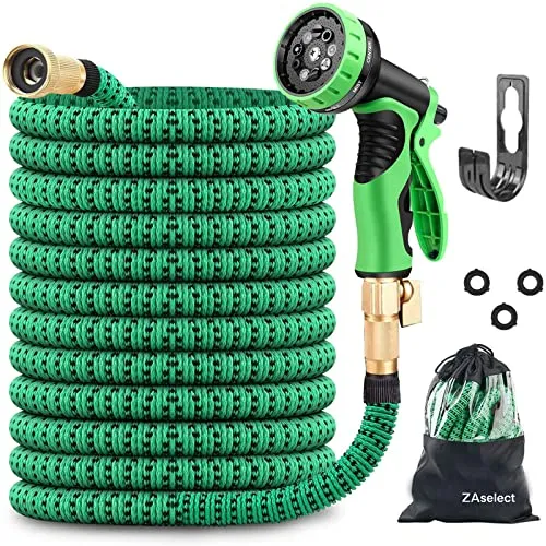 ZAselect Gartenschlauch 60M 200FT erweiterbar, stärkster Doppel-Latex-Innenschlauch verhindert Auslaufen magischer Schlauch mit 9 Funktionen Spritzpistole, erweiterte Version 200FT-60M