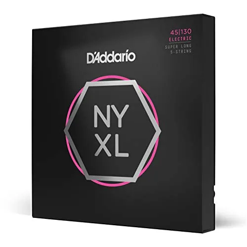 D'Addario E Bass Gitarrensaiten | Saiten E Bass | Bassgitarre Saiten | E Bass Strings | Bass Guitar Strings | E-Bass-Saiten NYXL45130SL 45–130, extralange Mensur, 5-saitig, Nickel, Gitarre