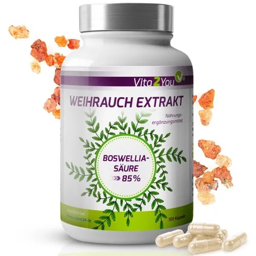 Vita2You Weihrauch Extrakt 600mg - 180 Kapseln mit 85% Boswelliasäure - Praktische Kapseln mit hochwertigem Weihrauch-Extrakt, ideal zur Unterstützung der täglichen Ernährung. 180 Kapseln für eine einfache Dosierung.