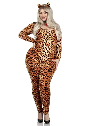 Leg Avenue Cougar Catsuit & Kostüm Set Leopard 3X-4X von Leg Avenue