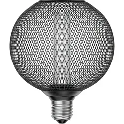 ledscom.de E27 LED Leuchtmittel, Lampe, Metallkäfig schwarz, G120, extra warmweiß (1800 K), 4W, 220lm