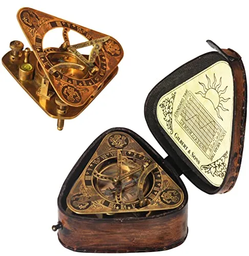 Antiker Steampunk-Dreieck-Sonnenuhr-Messing-Kompass