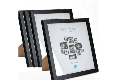 M MERCEO Bilderrahmen, 4er Set 20x20cm Bilderrahmen in schwarz (MDF, Acrylglas, aufstellbar)