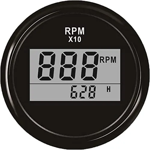 ELING Digitaler Drehzahlmesser Digitaler Drehzahlmesser mit Stundenzähler 9990RPM 52mm 9-32V mit Hintergrundbeleuchtung