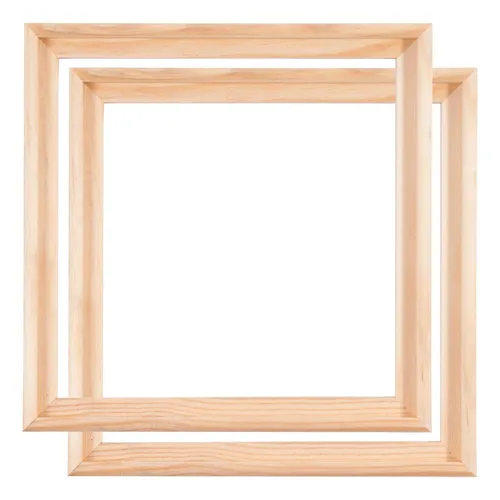 SCHATTENFUGENRAHMEN für KEILRAHMEN 50x50cm - Hochwertiger Schattenfugenrahmen aus unbehandeltem Pinienholz, ideal für die stilvolle Präsentation von Leinwänden. Perfekt für Ausstellungen oder zur Dekoration.