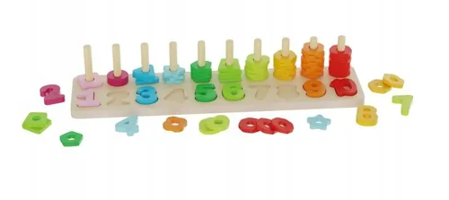 Playtive Zähl-Steck-Spiel aus Holz, 66-teilig