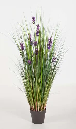 Kunstgras Deko Lavendel Gras 120 cm – Lila Kunstpflanze für Innenräume - Kunstgras mit 875 Halmen und 12 Blüten in lila, ideal für kreative Dekorationen. Perfekt für Kränze und Girlanden, bringt Farbe und Stil in Ihr Zuhause.