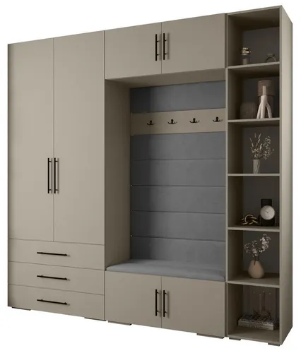 ABIKS MÖBEL Kompaktgarderobe INOVA 3 SATZ 10 - Drohnen Möbelset, moderne Garderobe mit viel Stauraum und schallabsorbierenden Polsterpaneelen – ideal für stilvolle Organisation in jedem Raum.