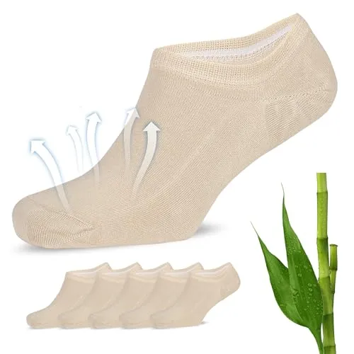 Fiera Besa Bambus Füßlinge Damen Herren nahtlos kurz 5 Paar Hellbeige 39-42