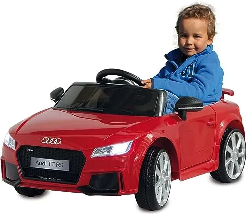 JAMARA 460277 - Ride-on Audi TT RS 12V mit Softanlauf - Elektrofahrzeug mit 2-Gang-Option, schlüssellosem Start und LED-Beleuchtung. Ideal für kleine Autofans, sorgt für bis zu 90 Minuten Fahrspaß!