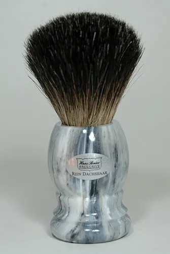 Rasierpinsel in MARMORGRAU echt DACHSHAAR 20 mm HANS BAIER made in Germany