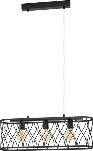 EGLO Pendelleuchte Giltspur, 3-flammige Hängelampe - Moderne Esstischlampe aus schwarzem Metall mit faszinierendem Licht- und Schattenspiel, ideal für Wohnzimmer und Esszimmer. E27 Fassung, dimmbar, nicht im Lieferumfang enthalten.