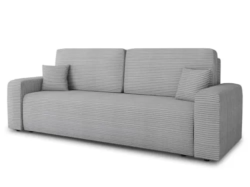 Schlafsofa Spark – Modernes Sofa mit Schlaffunktion und Bettkasten - Sofa & Couch mit großer Schlaffläche (196x146 cm) und komfortablem Bonellfederkern, ideal für Gäste. Stilvoller Cordbezug und praktische Kissen inklusive.