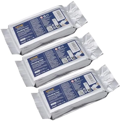 ARTME Lufthärtende Modelliermasse Weiß 1500g(500g x 3) Formmasse für Kunst und kreatives Basteln - Lufttrocken, Einzelverpackung