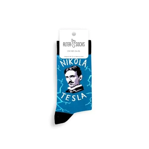Socken berühmten Motiven, Gemälden & Personen - Unisex Mann Frau/Größe 36 – 45 / Strümpfe Socks Socke Strumpf Hipster Malerei lustig witzig (Wissenschaftler)