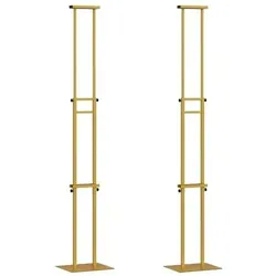 vidaXL Messestand 2er Set Gold 30 x 23,5 x 210 cm - Vielseitiger Messeanzeigenstand aus robustem Stahl, höhenverstellbar von 110 bis 210 cm. Ideal für Innen- und Außenveranstaltungen, mit pulverbeschichteter Oberfläche für ansprechendes Design und einfache Pflege.