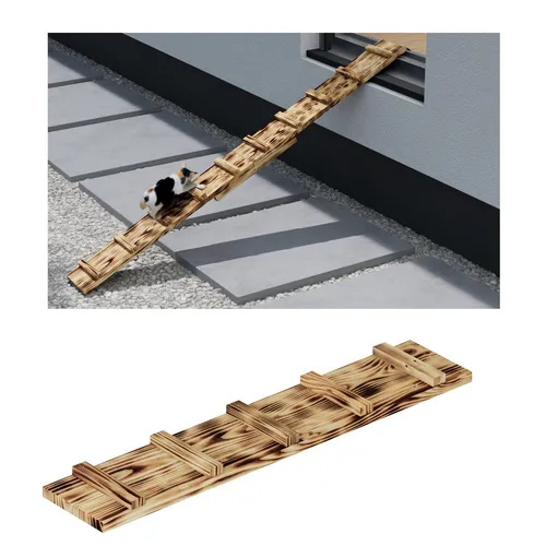 Katzenleiter Katzentreppe Geflammt Katzenstufe für Balkon 1m mit Metallhaken