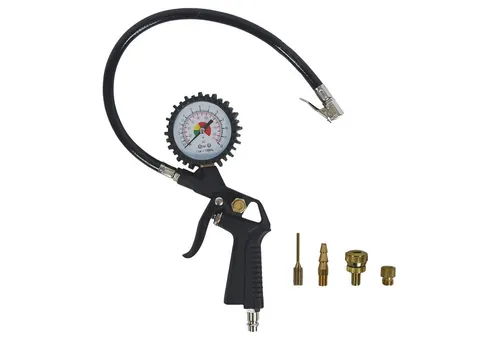siwitec Reifenfüllmessgerät mit 4 Adaptern - Reifendruckprüfer für maximal 12 bar, inklusive 4 Adapter und leicht bedienbarem Ablassventil – ideal für präzises Befüllen und Messen von Reifen.