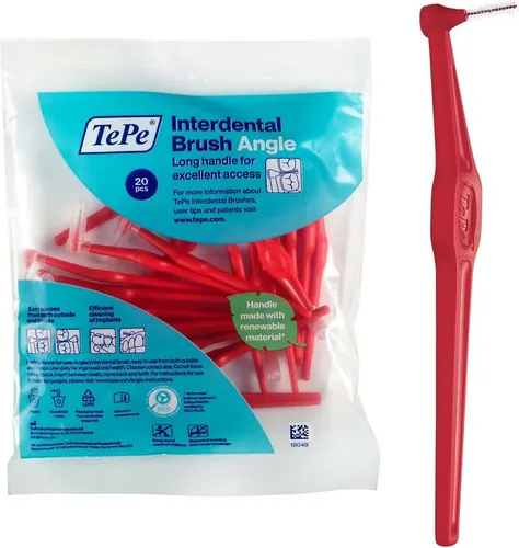 TePe Interdentalbürsten Angle Rot 0,5 mm, ISO-2 20-Pack, Langer, flacher Griff