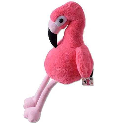 TE-Trend Plüschtier Plüsch Stofftier Flamingo Kuscheltier Deko Vogel Schlenkertier 30cm hoch Pink Schwarz