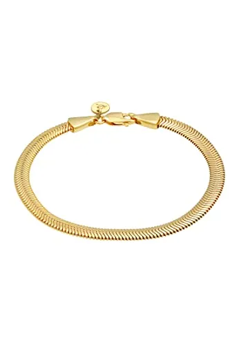 Elli Premium Armband Flach Elegant Schlangenkette 925 Silber goldfarben 16 cm - Armschmuck aus 925er Sterlingsilber in elegantem goldfarbenem Design, ideal für besondere Anlässe oder den Alltag.