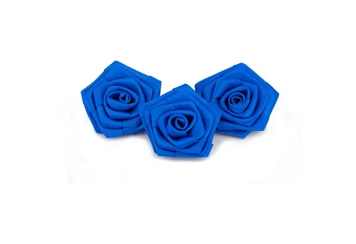 Creativery Streudeko, Satinrosen 6cm zum Basteln & Aufnähen 3 Stück Blau